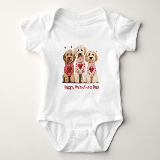 Happy Valentines Day Goldendoodle Dogs Romper (Voorkant)