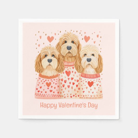 Happy Valentines Day Goldendoodle Dogs Servet (Voorkant)