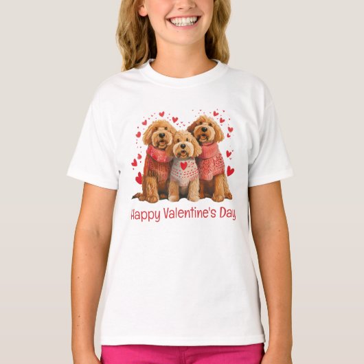 Happy Valentines Day Goldendoodle Dogs T-shirt (Voorkant)
