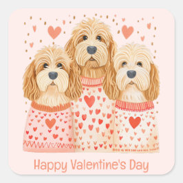 Happy Valentines Day Goldendoodle Dogs Vierkante Sticker