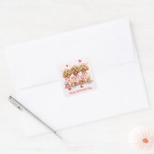 Happy Valentines Day Goldendoodle Dogs Vierkante Sticker (Envelop)