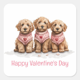 Happy Valentines Day Goldendoodle Dogs Vierkante Sticker
