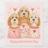 Happy Valentines Day Goldendoodle Dogs Wijn Etiket (Enkel label)