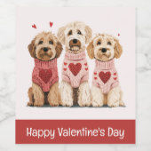 Happy Valentines Day Goldendoodle Dogs Wijn Etiket (Enkel label)