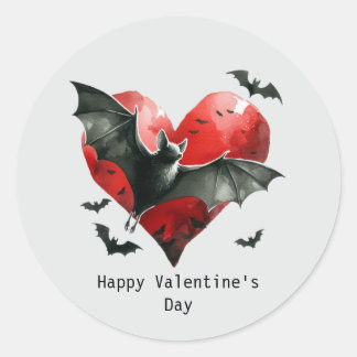 Happy Valentine's Day Gothic bat Ronde Sticker
