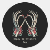 Happy Valentine's Day Gothic skeleton hands Ronde Sticker (Voorkant)