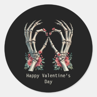 Happy Valentine's Day Gothic skeleton hands Ronde Sticker