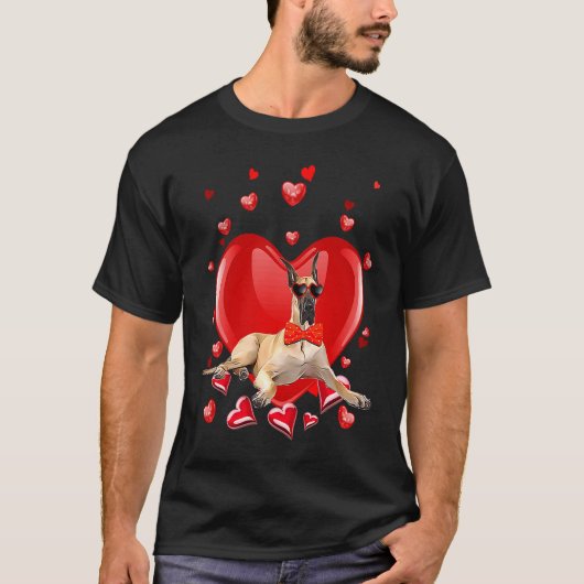 Happy Valentines Day Great Dane Dog V Day T-shirt (Voorkant)
