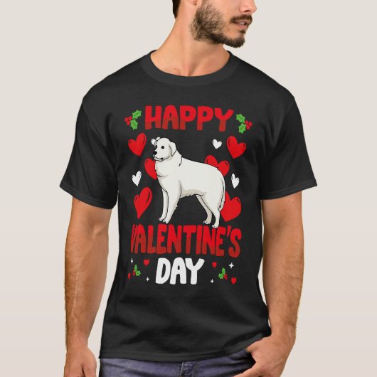 Happy Valentines Day Great Pyrenees Heart Love Ani T-shirt (Voorkant)