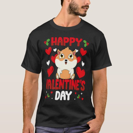Happy Valentines Day Guinee Varken Heart Love Anim T-shirt (Voorkant)