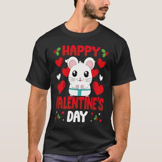 Happy Valentines Day Hamster Heart Love Animal T-shirt (Voorkant)