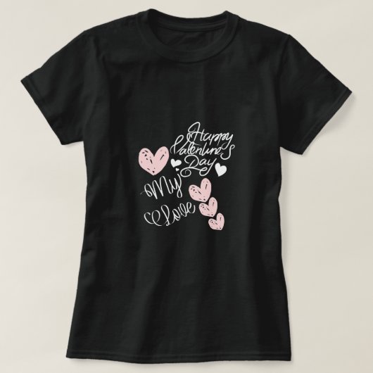 Happy Valentine's Day  Hand Drawn Hearts Tee T-shirt (Design voorkant)