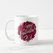 Happy Valentine's Day Handgeschreven Ontwerp Koffiemok (Links)