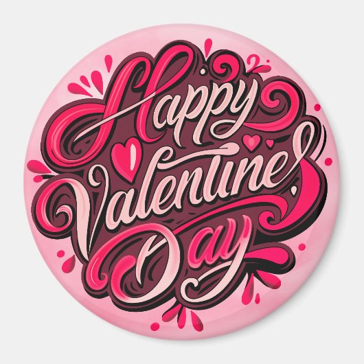 Happy Valentine's Day Handgeschreven Ontwerp Magneet (Voorkant)