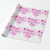 "HAPPY VALENTINE'S DAY" HEART CADEAUPAPIER (Uitgerold)