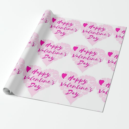 "HAPPY VALENTINE'S DAY" HEART CADEAUPAPIER (Uitgerold)