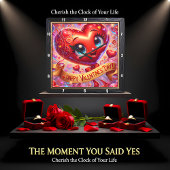 Happy Valentines Day Heart Character Vierkante Klok