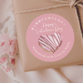 Happy Valentines Day Heart Cookie Blush Pink Ronde Sticker
