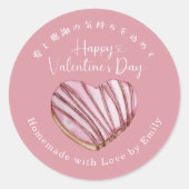 Happy Valentines Day Heart Cookie Blush Pink Ronde Sticker (Voorkant)