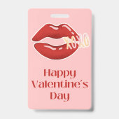Happy Valentine's Day Heart Gift Box Tag Badge (Achterkant)