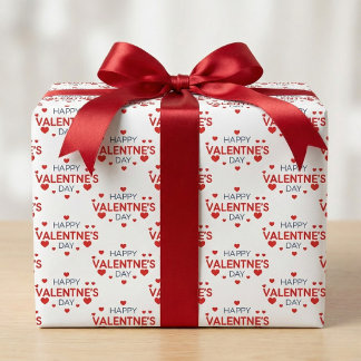 Happy Valentine's Day Heart Gift Wrap Cadeaupapier