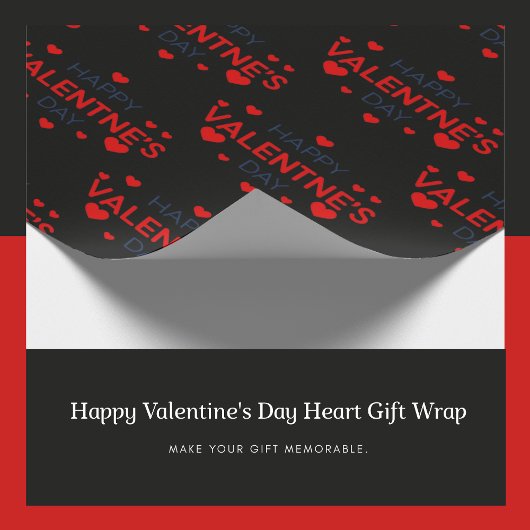 Happy Valentine's Day Heart Gift Wrap Cadeaupapier