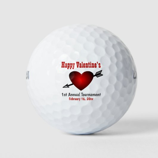Happy Valentines Day Heart Golf Tournament Golfballen (Voorkant)