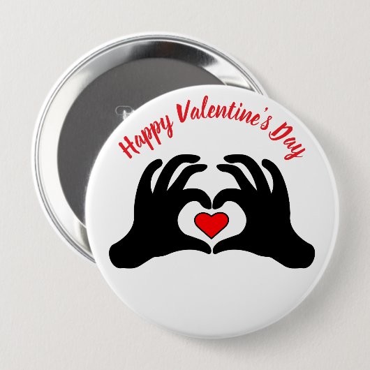Happy Valentine's Day Heart Hands Button (Voorkant /achterkant)