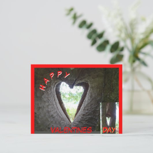Happy Valentines Day Heart in Tree Briefkaart (Staand voorkant)