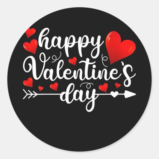 Happy Valentines Day Heart Love Cute Valentine Ronde Sticker (Voorkant)