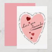 Happy Valentine's Day Heart Love Kaart (Voorkant / Achterkant)