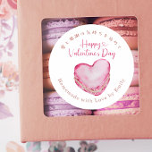 Happy Valentines Day Heart Macaron Pink Cute Ronde Sticker