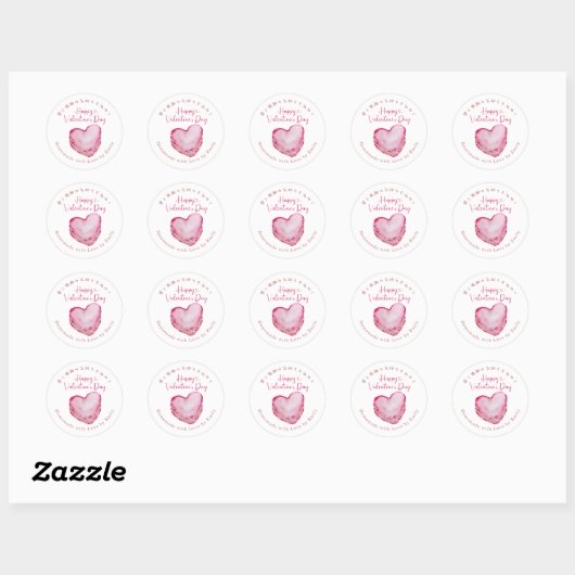 Happy Valentines Day Heart Macaron Pink Cute Ronde Sticker (Vel)