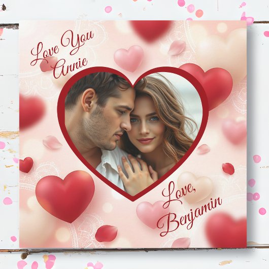 Happy Valentine's Day | Heart Personalized Photo Kaart