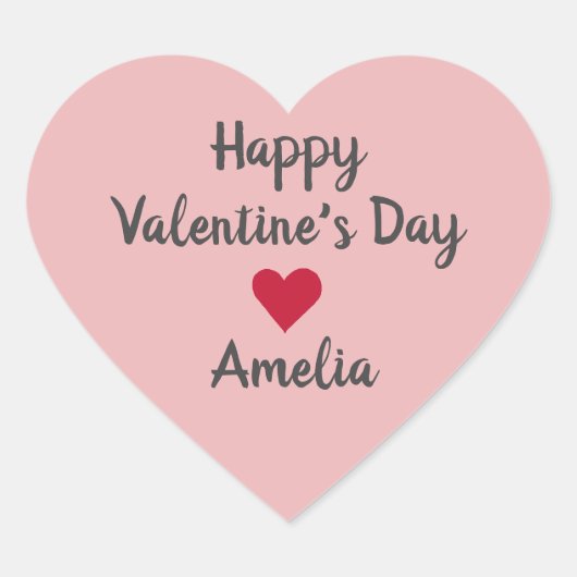 Happy Valentines Day Heart Script Stickers (Voorkant)