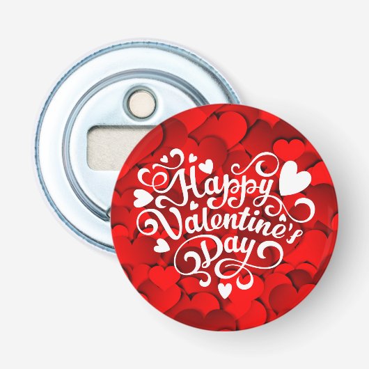 Happy Valentine's Day Heart Shape-23803 Button Flesopener (Voorkant)