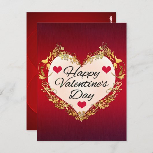 Happy Valentine's Day Heart Shape-47949 Briefkaart (Voorkant / Achterkant)