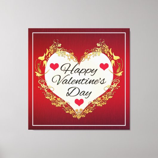 Happy Valentine's Day Heart Shape-47949 Canvas Afdruk (Voorkant)
