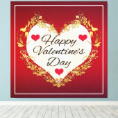 Happy Valentine's Day Heart Shape-47949 Canvas Afdruk (Insitu (Houten vloer))