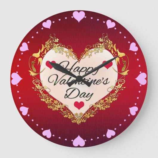 Happy Valentine's Day Heart Shape-47949 Grote Klok (Voorkant)
