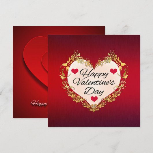 Happy Valentine's Day Heart Shape-47949 Notitiekaartje (Voorkant / Achterkant)