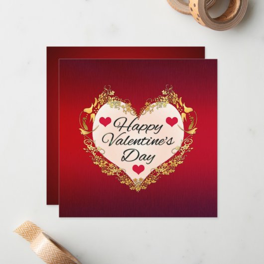 Happy Valentine's Day Heart Shape-47949 Notitiekaartje (Voorkant / Achterkant in situ)