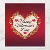 Happy Valentine's Day Heart Shape-47949 Wijn Etiket (Enkel label)
