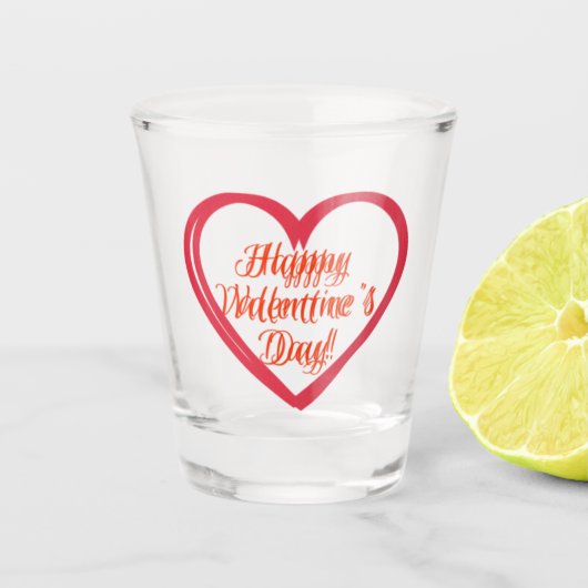 Happy Valentine's Day Heart Shaped Logo Shot Glass Shot Glas (Voorkant)