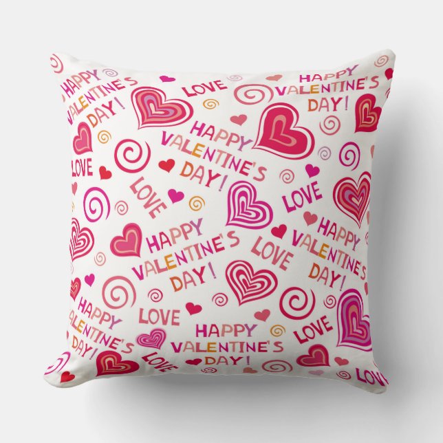 Happy Valentines Day Heart Sierkussen (Voorkant)