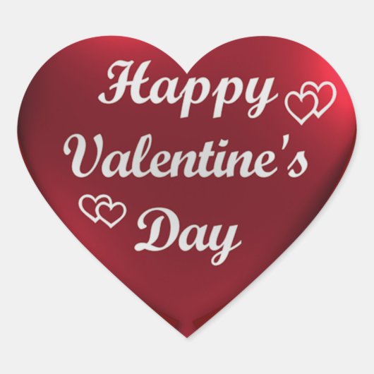 Happy Valentine's Day Heart Sticker (Voorkant)