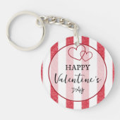 Happy Valentine's Day Heart Stripes Acrylic Sleutelhanger (Voorkant)