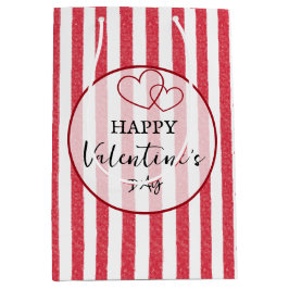 Happy Valentine's Day Heart Stripes Gift Bag Medium Cadeauzakje