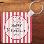 Happy Valentine's Day Heart Stripes Keychain (Achterkant)
