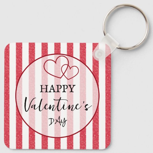 Happy Valentine's Day Heart Stripes Keychain (Achterkant)